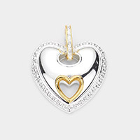 Rhinestone Embellished Metal Heart Pendant