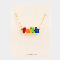 faith Enamel Message Pendant Necklace