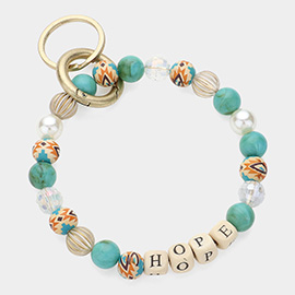 HOPE Message Accented Pearl Beaded Keychain / Bracelet