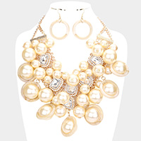 Pearl Cluster Statement Necklace