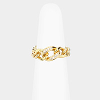 Secret Box _ Gold Dipped Rhinestone Embellished Metal Chain Link Ring