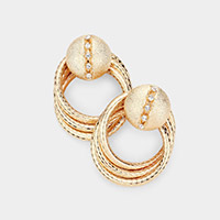 Rhinestone Embellished Triple Open Circle Layered Earrings