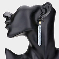 Faceted Rectangle Beaded Tassel Dangle Earrings