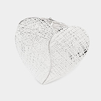 Textured Metal Heart Hinged Bracelet