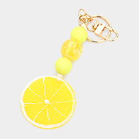 Triple Beaded Lemon Keychain