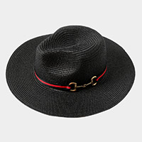 Color Block Band Straw Panama Sun Hat