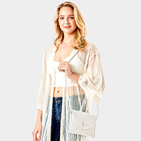 Solid Color With Pearl Button Straw Micro Crossbody Bag