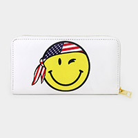 Smile Face With American USA Flag Bandana Wallet