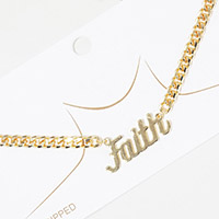 Faith Message Pendant Gold Dipped Metal Necklace