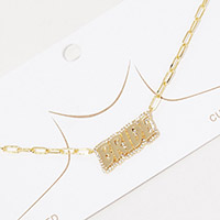 Gold Dipped Bride Message Pendant Necklace