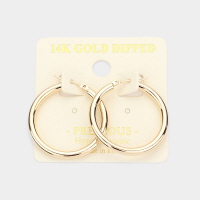 14K Gold Dipped Pin Catch Metal Hoop Earrings