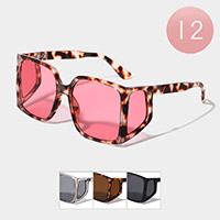 12PCS - Tinted Lens Side Lens Detail Sunglasses
