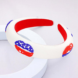 American USA Flag Lip Beaded Headband