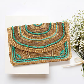 Boho Beads Embellished Clutch/Crossbody Bag