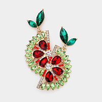 Glass Stone Embellished Citrus Slice Dangle Earrings