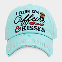 I RUN ON COFEE AND KISSES Vintage Baseball Cap