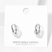 White Gold Dipped Pearl Crescent Stud Earrings