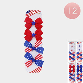 12 Set of 4 - American USA Flag Theme Snap Alligator Hair Clips