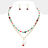 Rudolph Pendant Double Layered Necklace