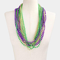12PCS - Assorted Color Mardi Gras Beaded Necklaces