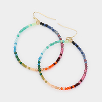 Faceted Beads Open Circle Dangle Earrings