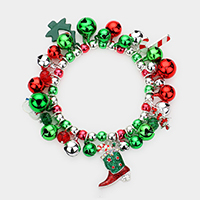 Christmas Theme Charms Stretch Bracelet