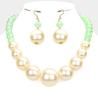 Faceted Beaded Chunky Pearl Necklace