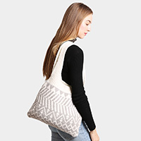 Geometric Knit Tote Bag