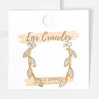 Gold Dipped Stone Paved Leaves Ear Crawlers