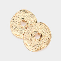 Open Circle Textured Metal Clip On Earrings