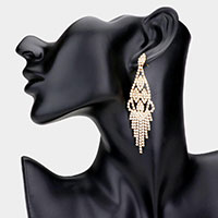 Rhinestone Pave Abstract Fringe Evening Earrings