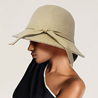 Bow Band Pointed Solid Fedora Hat