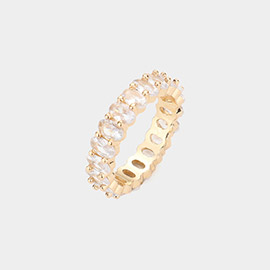 CZ Oval Accented Band Ring