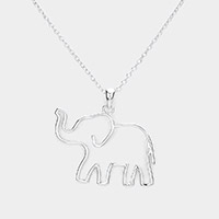 Metal Cut Out Elephant Pendant Necklace