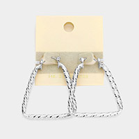 14K White Gold Filled Textured Metal Open Trapezoid Pin Catch Earrings
