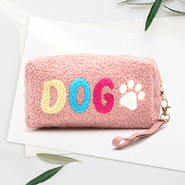 Faux Fur Dog Message Paw Pouch With Wristlet