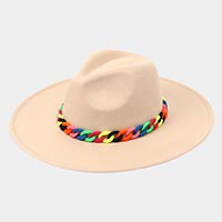 Colorful Chain Accented Solid Panama Hat