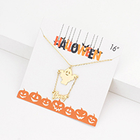 Boo Metal Message Halloween Ghost Pendant Necklace