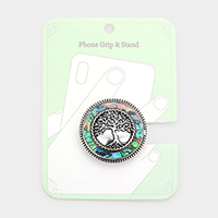 Abalone Metal Tree of Life Adhesive Phone Grip and Stand