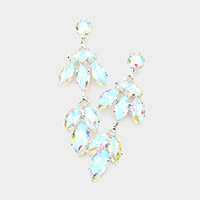 Marquise Stone Link Dangle Evening Earrings