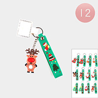 12PCS - Christmas Tree Santa Claus Rudolph Sock Snowman Keychains