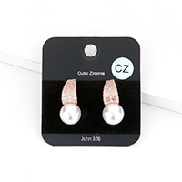 Pearl Accented CZ Embellished Evening Earrings