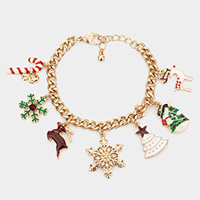 Candy Cane Snowflake Rudolph Christmas Tree Snowman Charm Bracelet