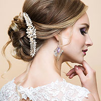 Floral Marquise Stone Cluster Hair Comb