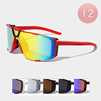 12PCS - Tinted Visor Style Sunglasses