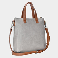 Solid Faux Leather Tote / Crossbody Bag