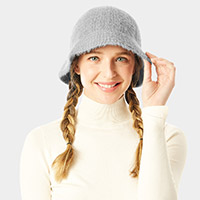 Soft Cable Knit Solid Bucket Hat