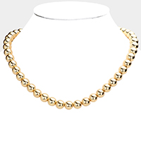 Gold Dipped Brass Metal 10mm Ball Necklace