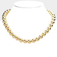 Gold Dipped Brass Metal 12mm Ball Necklace