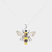 Patterned Honey Bee Pendant Necklace